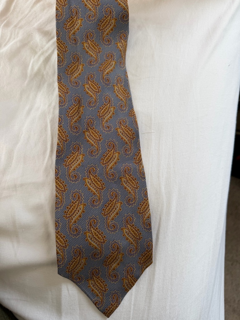 Giorgio Armani Blue Paisley Tie with Brown Accents